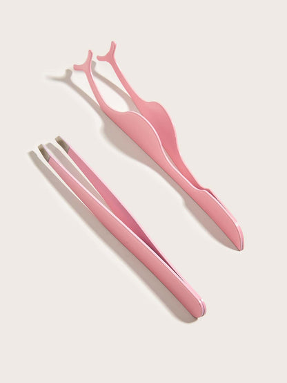 Eyebrow Tweezers & Eyelash Tweezers, 2pcs Elegant Solid Color Reusable Multifunctional Stainless Steel Lash Extension Tools For Women Mom Wife Sister Teen Girl Friend