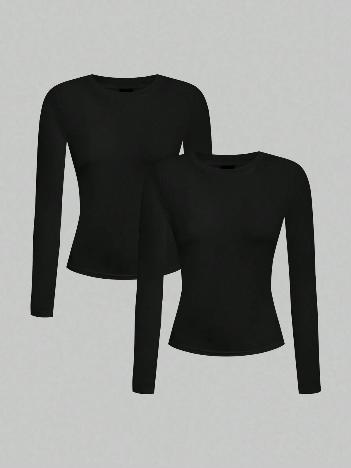 EZwear 2pcs Casual Tight Fit Crew Neck Long Sleeve T-Shirt Set, Suitable For Autumn/Winter,Fall Clothes Women, Summer Outfits, Beach Holiday