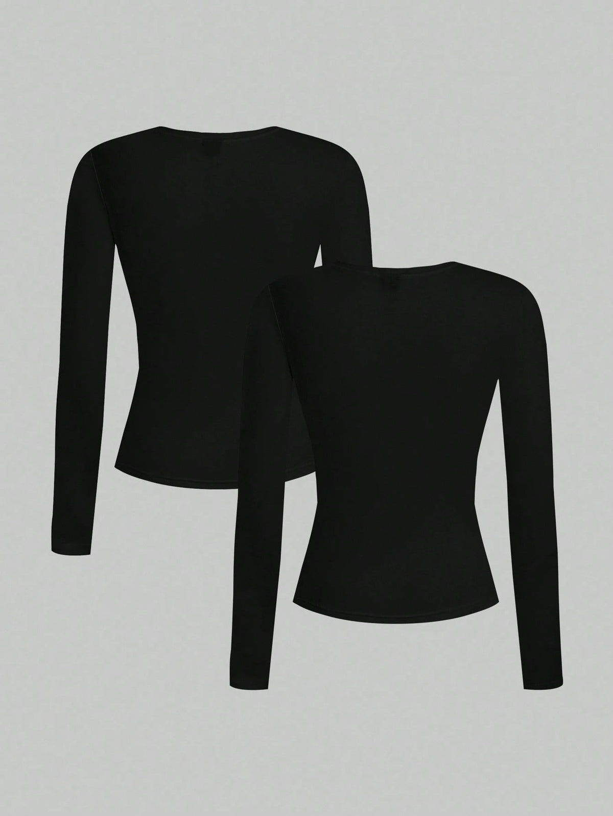 EZwear 2pcs Casual Tight Fit Crew Neck Long Sleeve T-Shirt Set, Suitable For Autumn/Winter,Fall Clothes Women, Summer Outfits, Beach Holiday