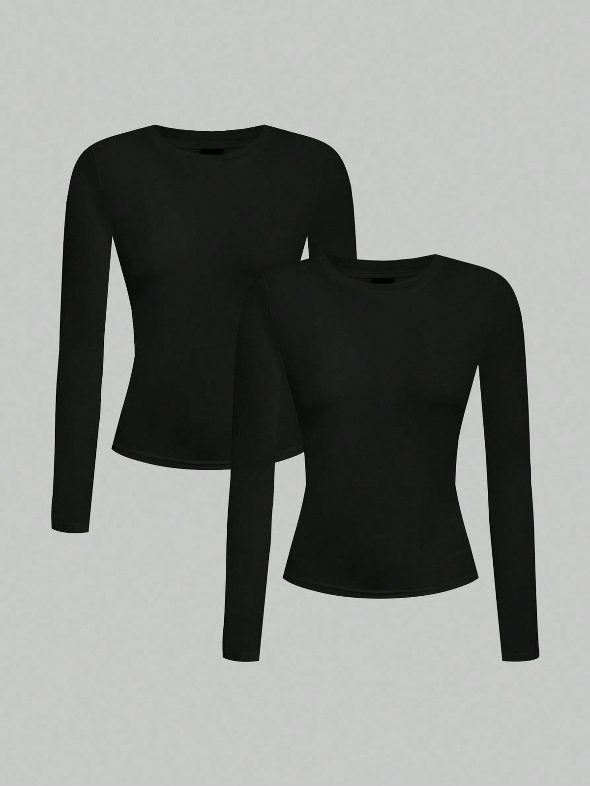 EZwear 2pcs Casual Tight Fit Crew Neck Long Sleeve T-Shirt Set, Suitable For Autumn/Winter,Fall Clothes Women, Summer Outfits, Beach Holiday