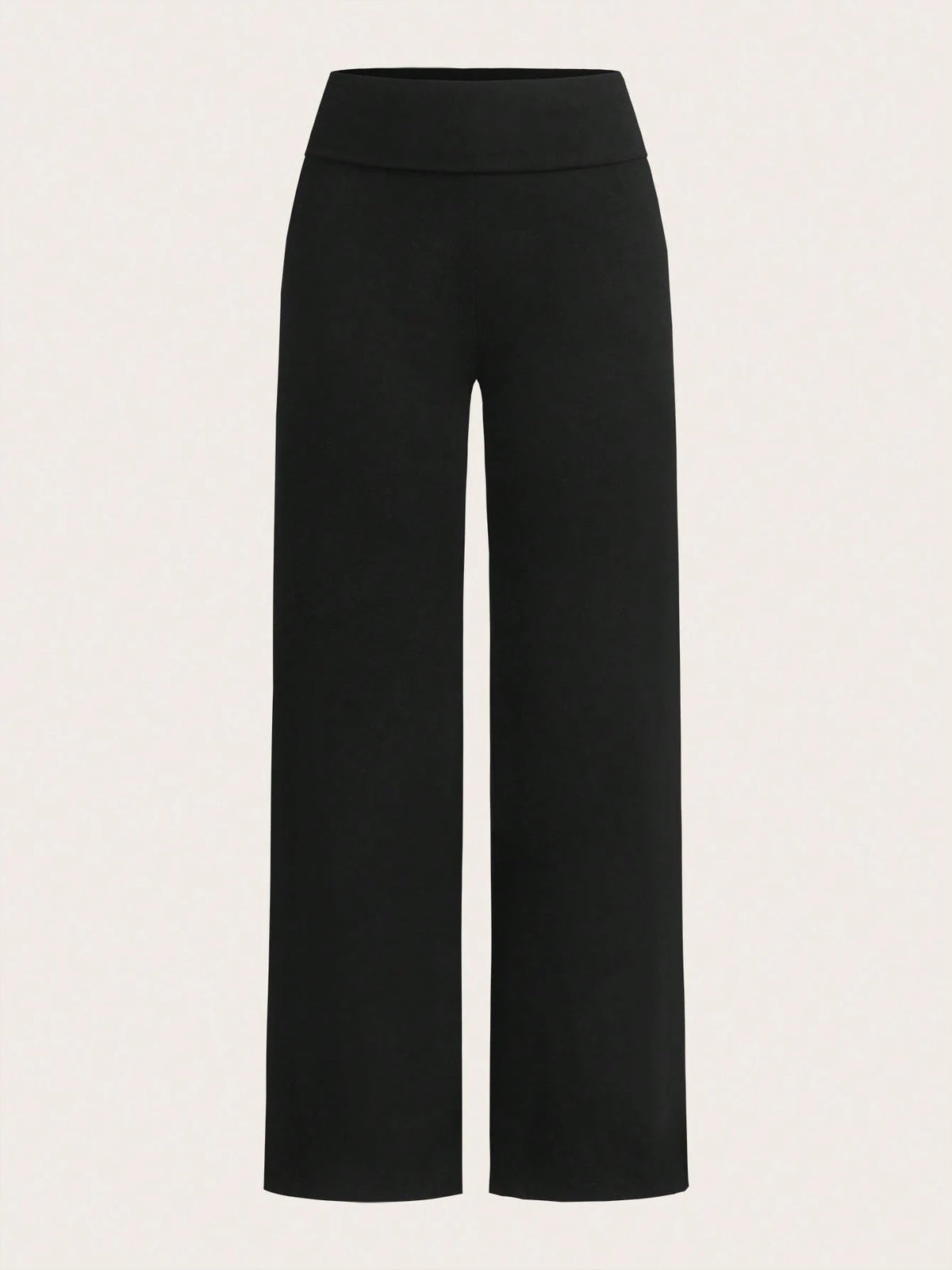 EZwear 2pcs Women Casual High Waisted Cuffed Wide Leg Straight Pants, Suitable For Summer Fall Clothes Winter Clothes Sportswear Black Grey