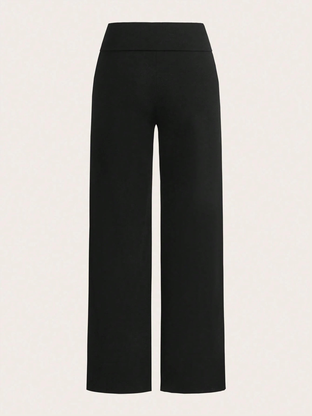EZwear 2pcs Women Casual High Waisted Cuffed Wide Leg Straight Pants, Suitable For Summer Fall Clothes Winter Clothes Sportswear Black Grey
