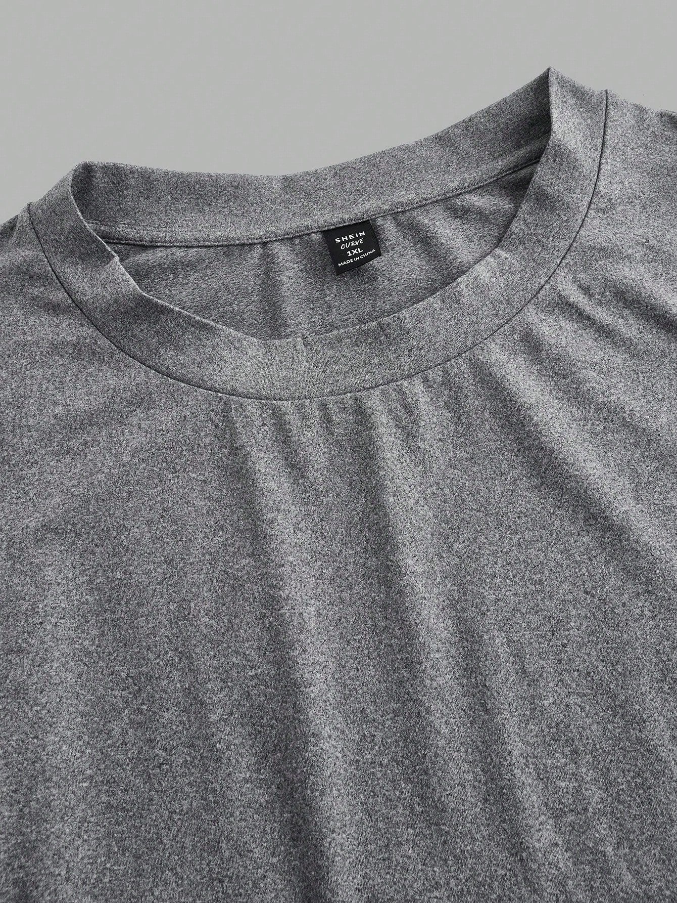 EZwear 3 Pcs/Set Plus Size Ruched Knitted Fabric T-Shirt, Short Sleeve Round Neck Top, Casual Black And White, Summer, Smart Casual, Gym Work Hawaii Gray