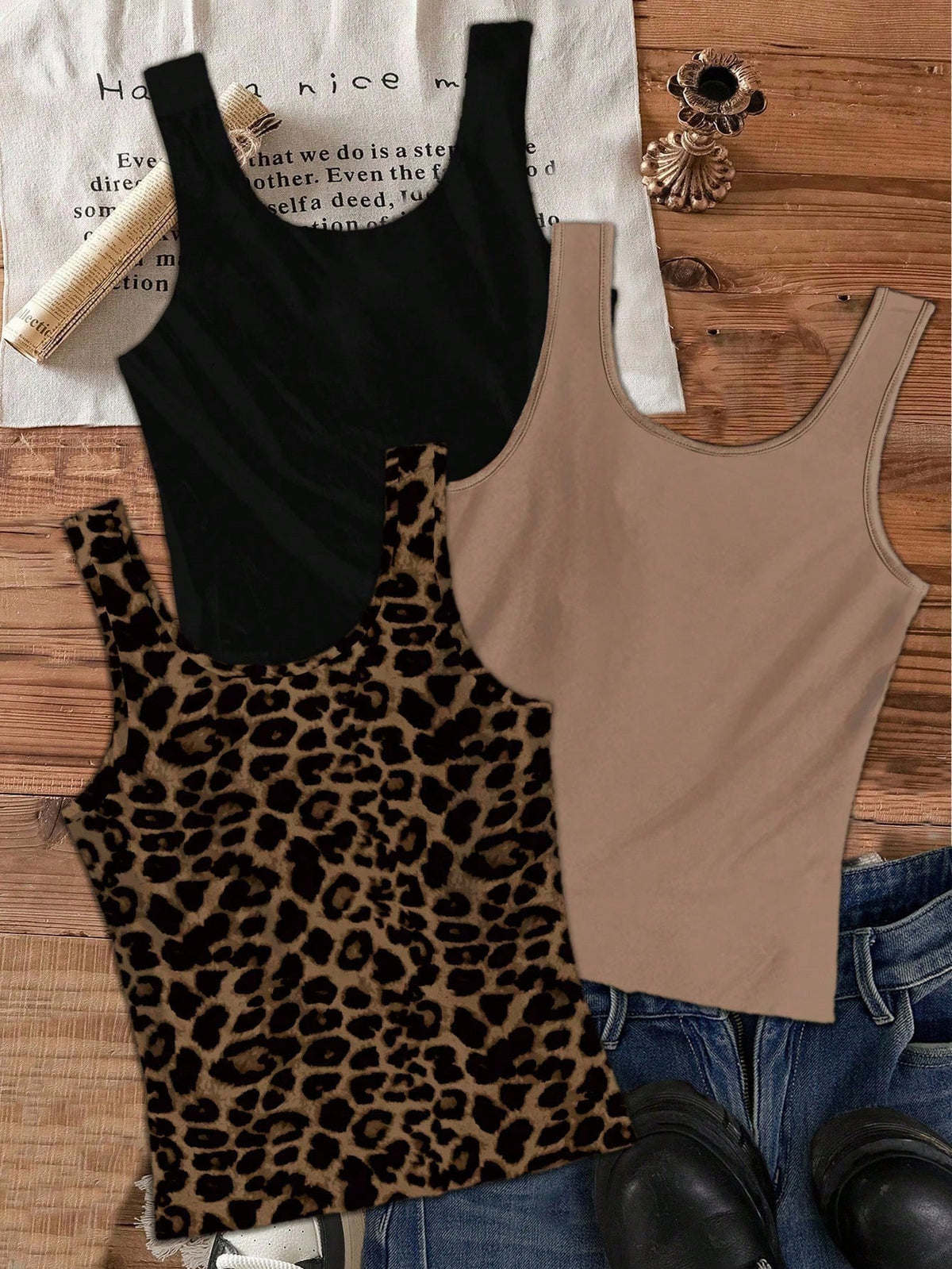 EZwear 3pcs/Set Women's Casual Crew Neck Tank Tops, Versatile For Summer