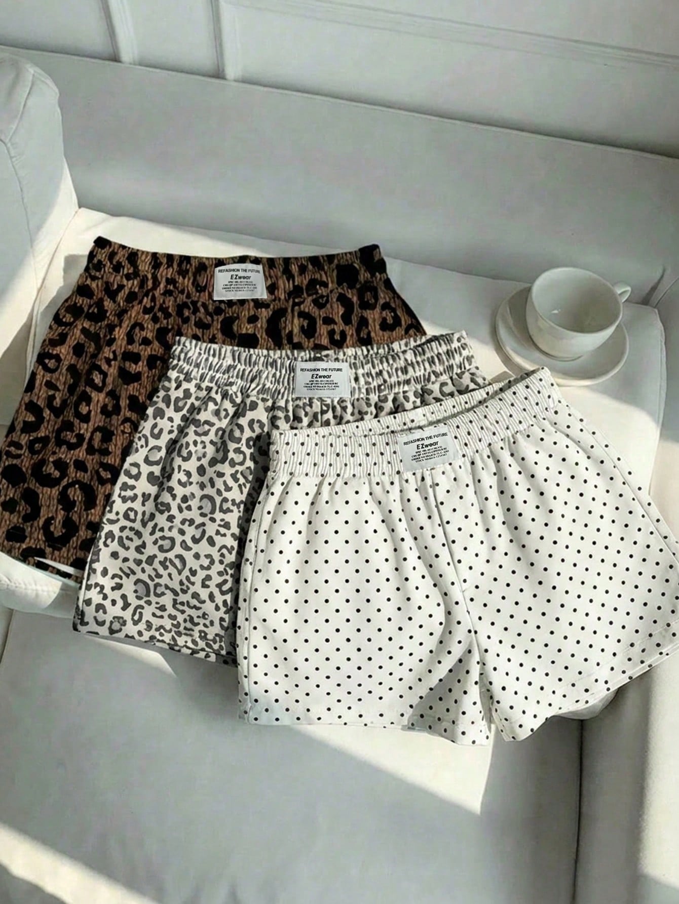 EZwear 3pcs Women Casual Camouflage Print Shorts Set, Woven Fabric, Comfortable Daily Wear