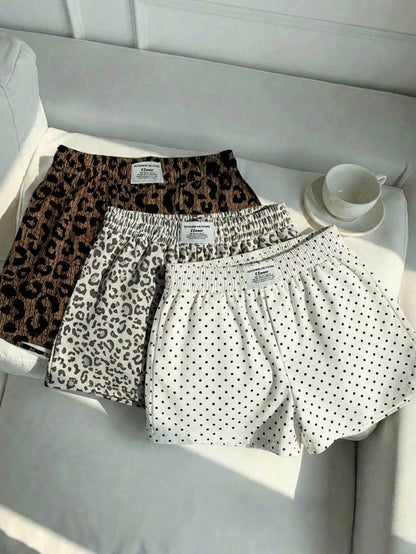 EZwear 3pcs Women Casual Camouflage Print Shorts Set, Woven Fabric, Comfortable Daily Wear