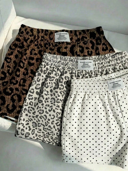EZwear 3pcs Women Casual Camouflage Print Shorts Set, Woven Fabric, Comfortable Daily Wear