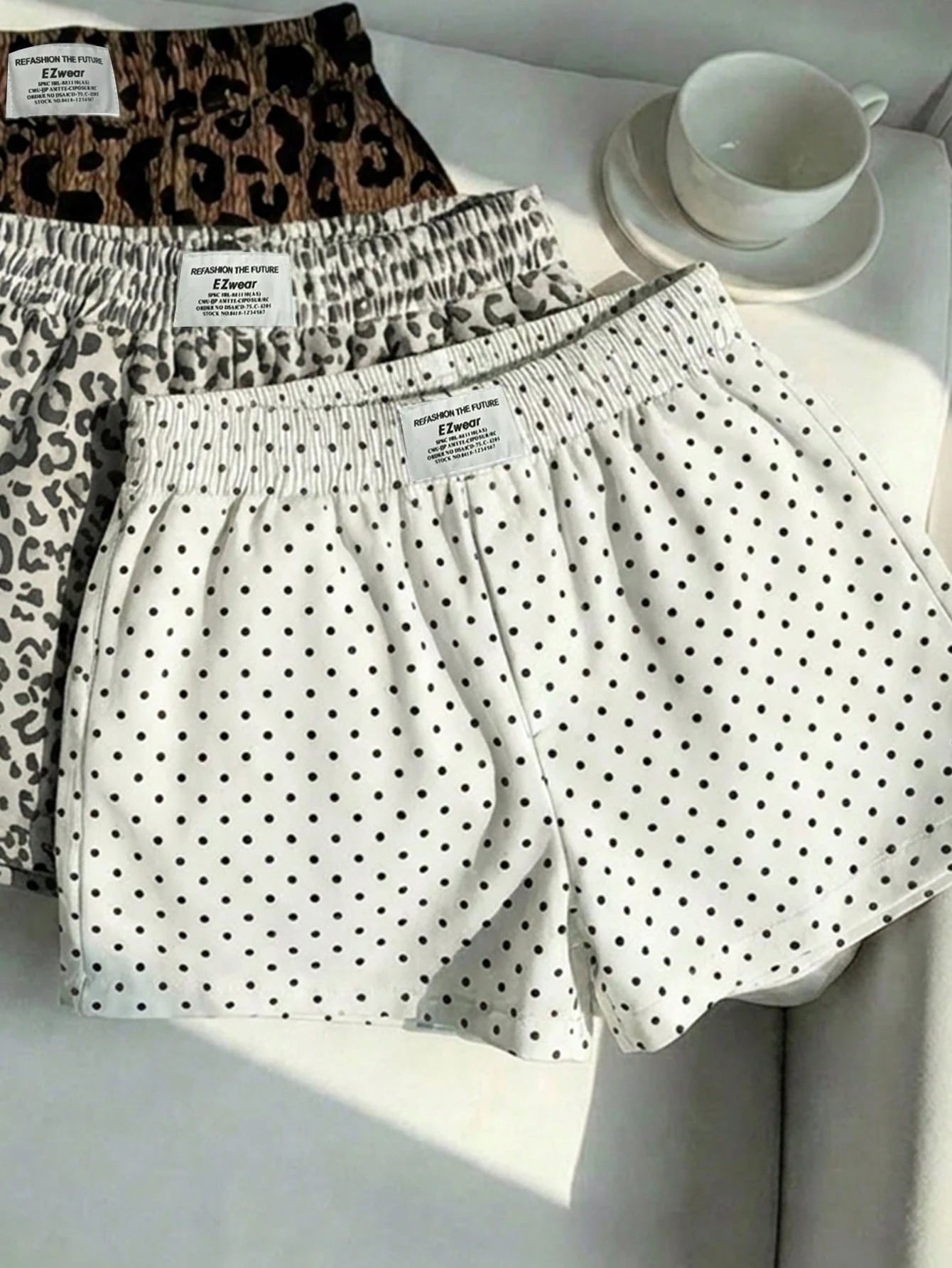 EZwear 3pcs Women Casual Camouflage Print Shorts Set, Woven Fabric, Comfortable Daily Wear