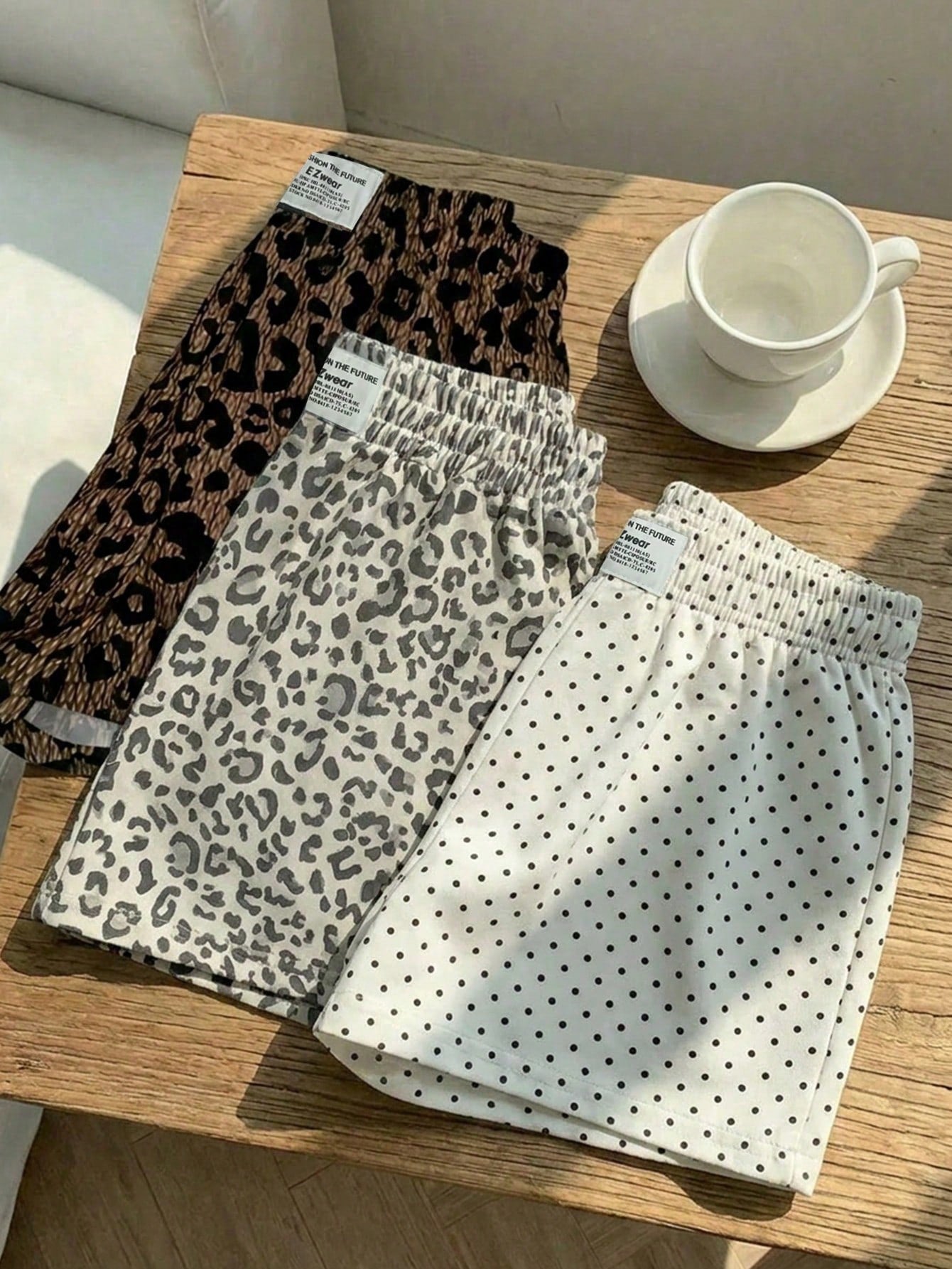 EZwear 3pcs Women Casual Camouflage Print Shorts Set, Woven Fabric, Comfortable Daily Wear