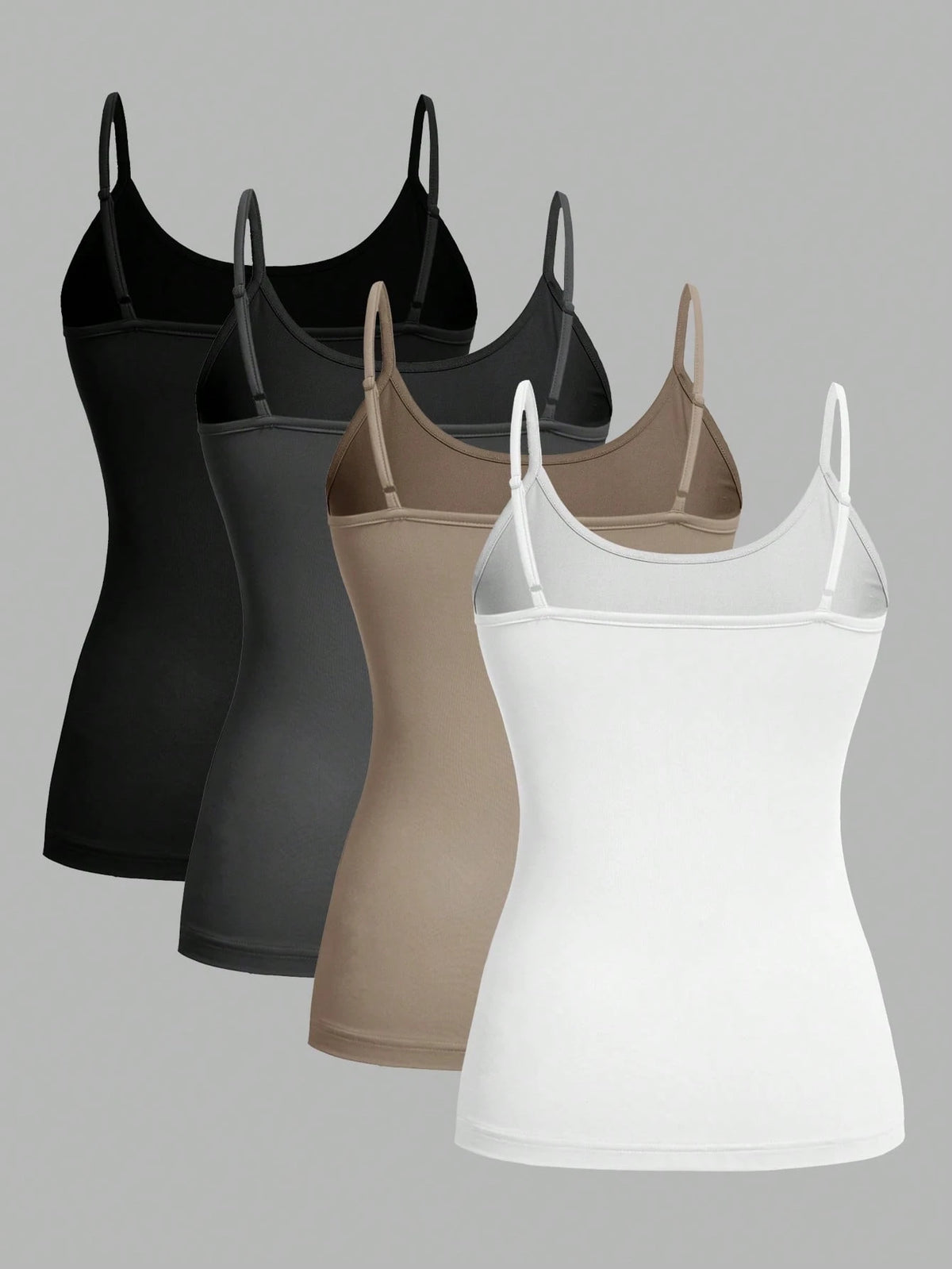 EZwear 4pcs/Pack Casual Minimalist Cami Tank Tops For Women, Suitable For Summer