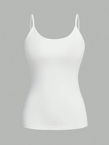 EZwear 4pcs/Pack Casual Minimalist Cami Tank Tops For Women, Suitable For Summer