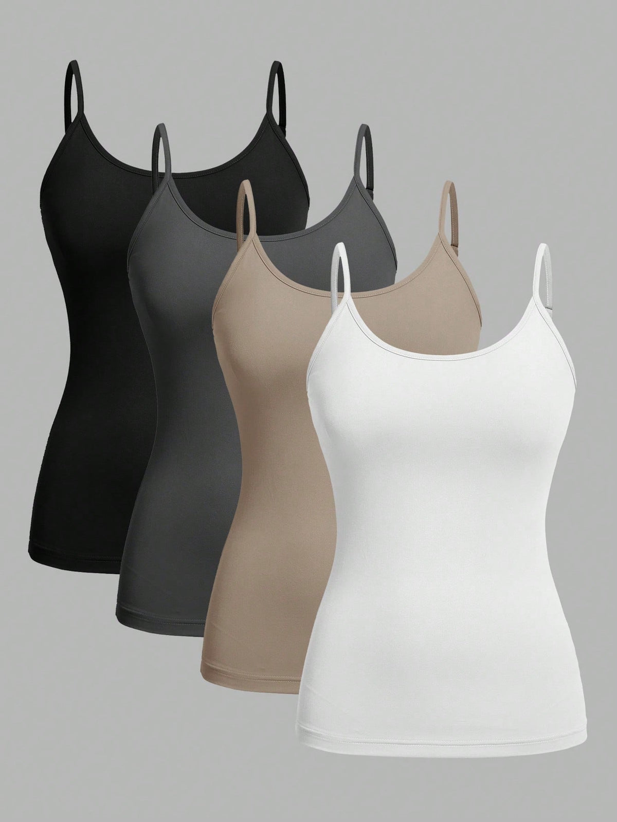 EZwear 4pcs/Pack Casual Minimalist Cami Tank Tops For Women, Suitable For Summer