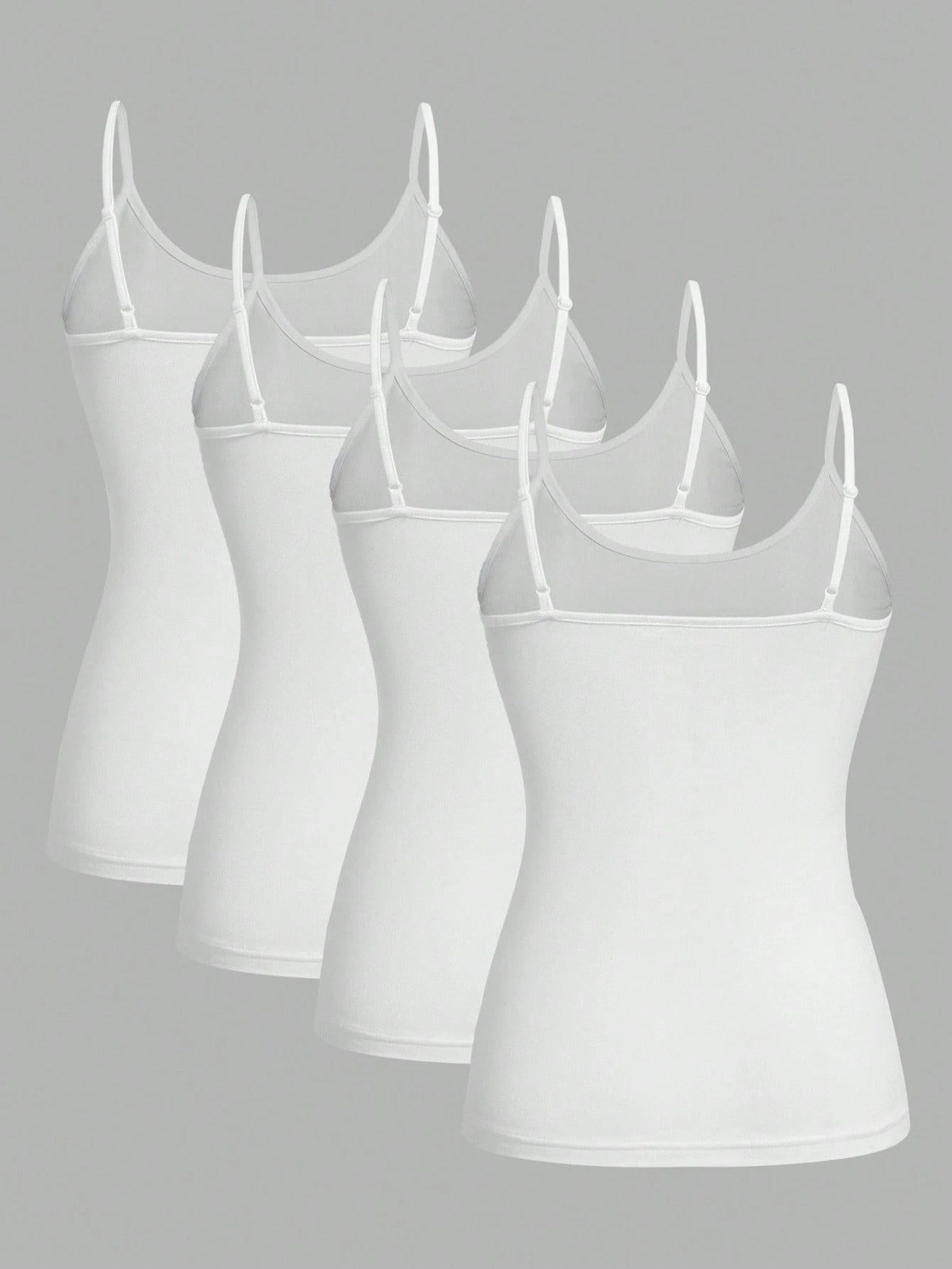 EZwear 4pcs White Casual Minimalist Camisole Tank Tops For Women, Suitable For Summer,White Shirt