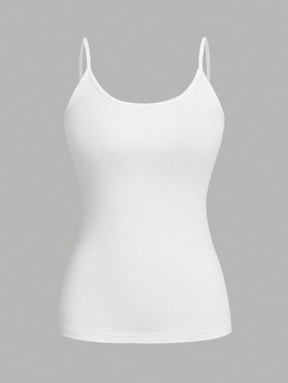 EZwear 4pcs White Casual Minimalist Camisole Tank Tops For Women, Suitable For Summer,White Shirt