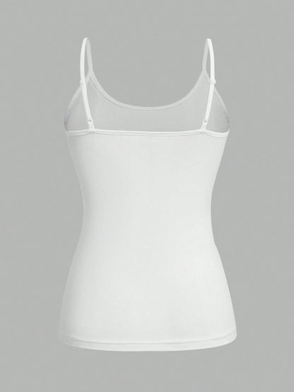 EZwear 4pcs White Casual Minimalist Camisole Tank Tops For Women, Suitable For Summer,White Shirt
