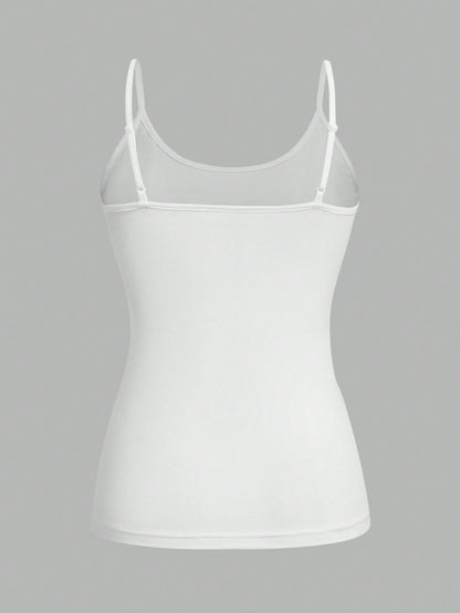 EZwear 4pcs White Casual Minimalist Camisole Tank Tops For Women, Suitable For Summer,White Shirt