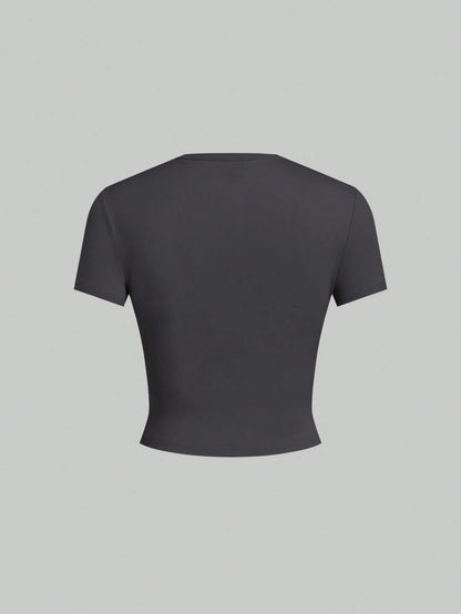 EZwear 5pcs/Set Solid Color Fitted Tank Tops & Tees
