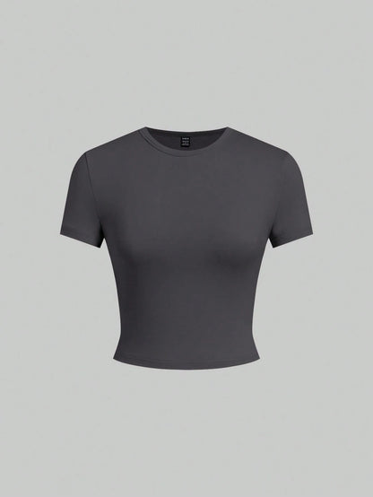 EZwear 5pcs/Set Solid Color Fitted Tank Tops & Tees