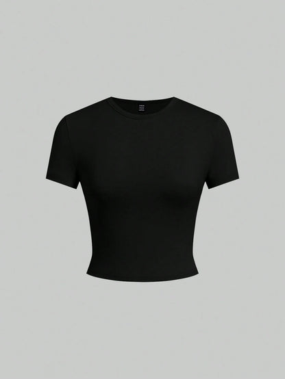 EZwear 5pcs/Set Solid Color Fitted Tank Tops & Tees