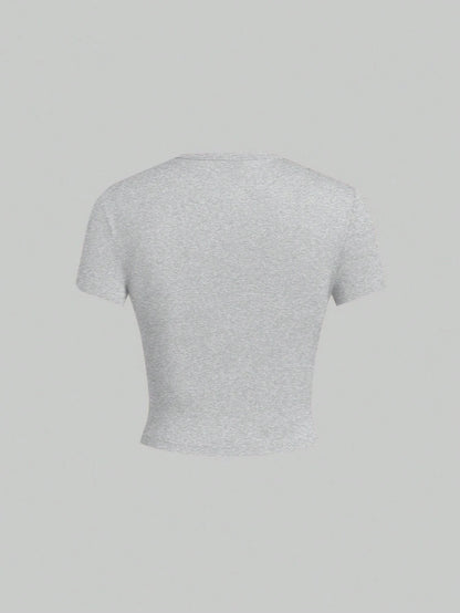 EZwear 5pcs/Set Solid Color Fitted Tank Tops & Tees