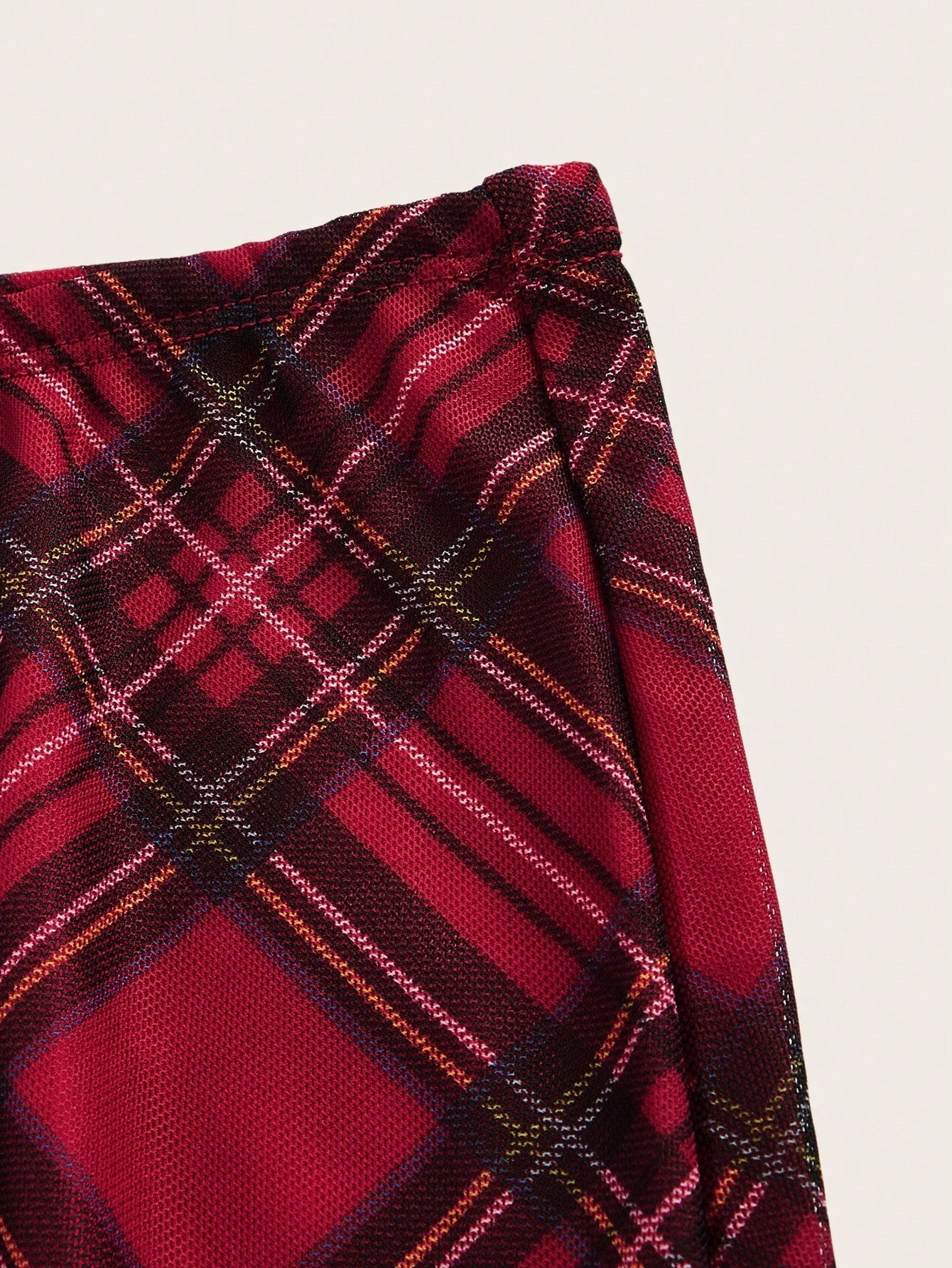 EZwear Ladies' Red Plaid Printed Knee-Length Skirt
