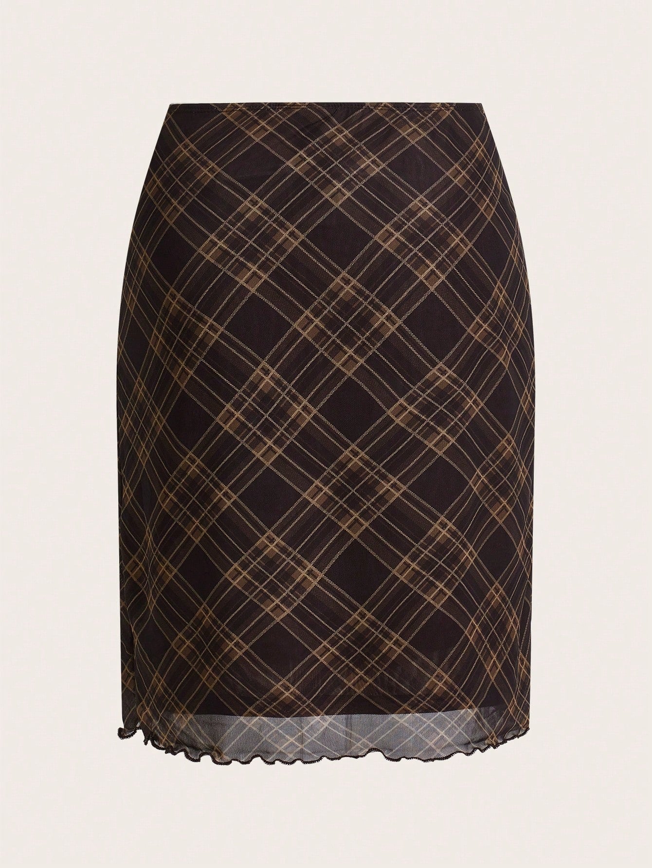 EZwear Ladies' Red Plaid Printed Knee-Length Skirt