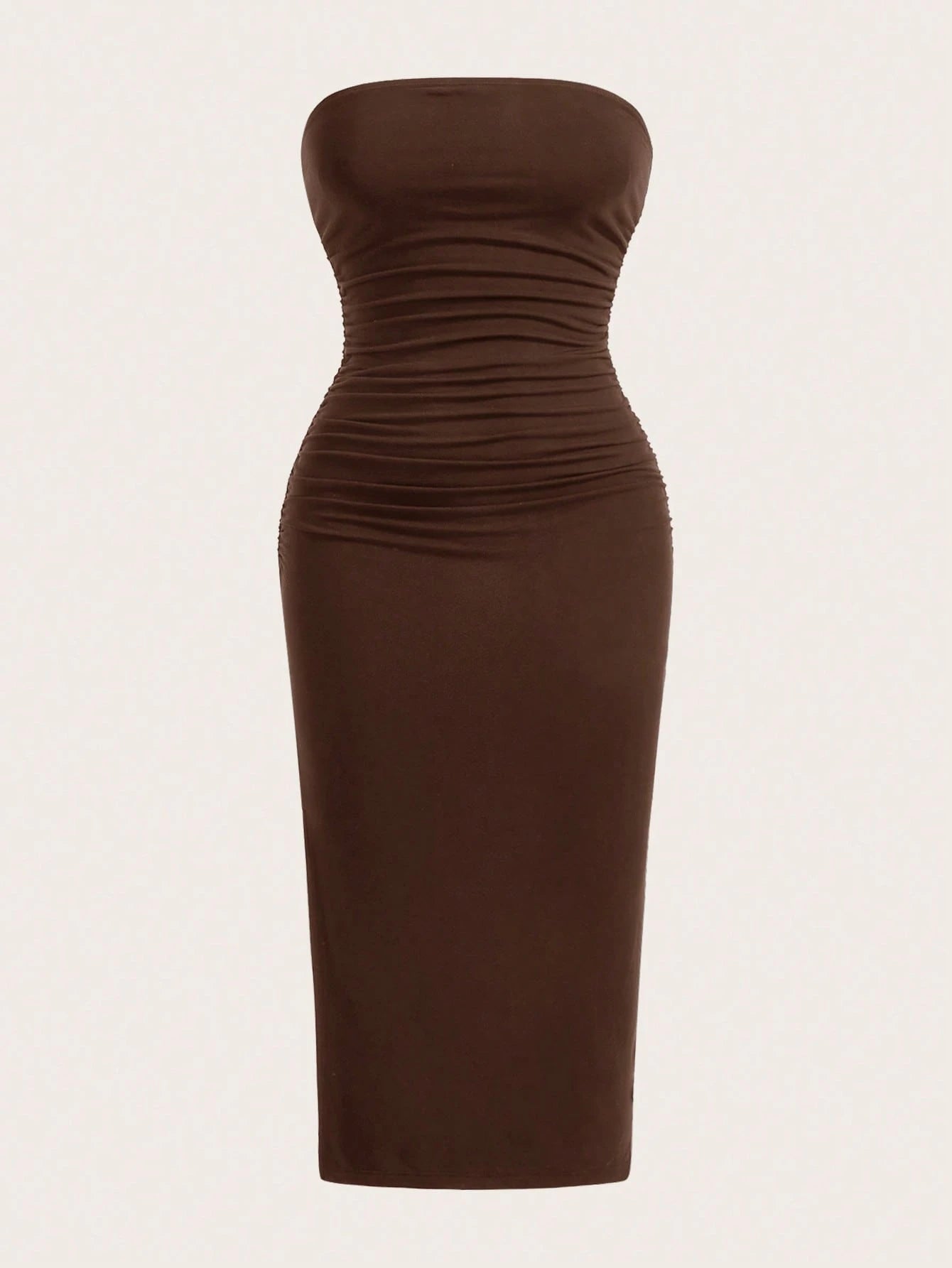 EZwear Multi-Color Ruched Slit Up To Thigh Bandeau Bodycon Knit Dress For Women,Dresses For Women Summer
