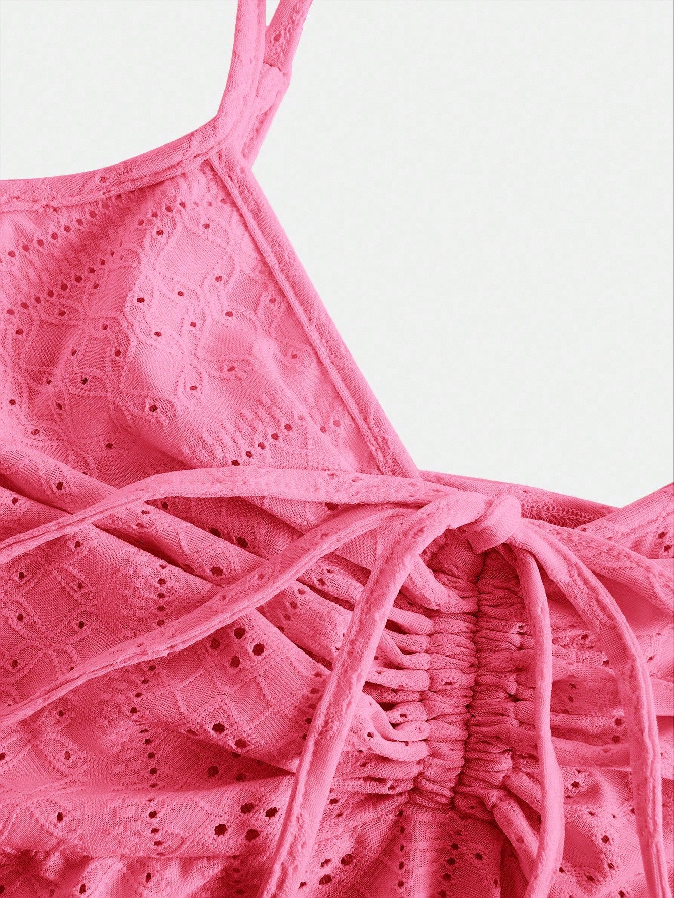 EZwear Plus Size Fuchsia Knit Embroidered Casual Camisole Top For Women Pink Bow Babydoll Tankini Swimsuit Bathing Suits Swimsuits Tops