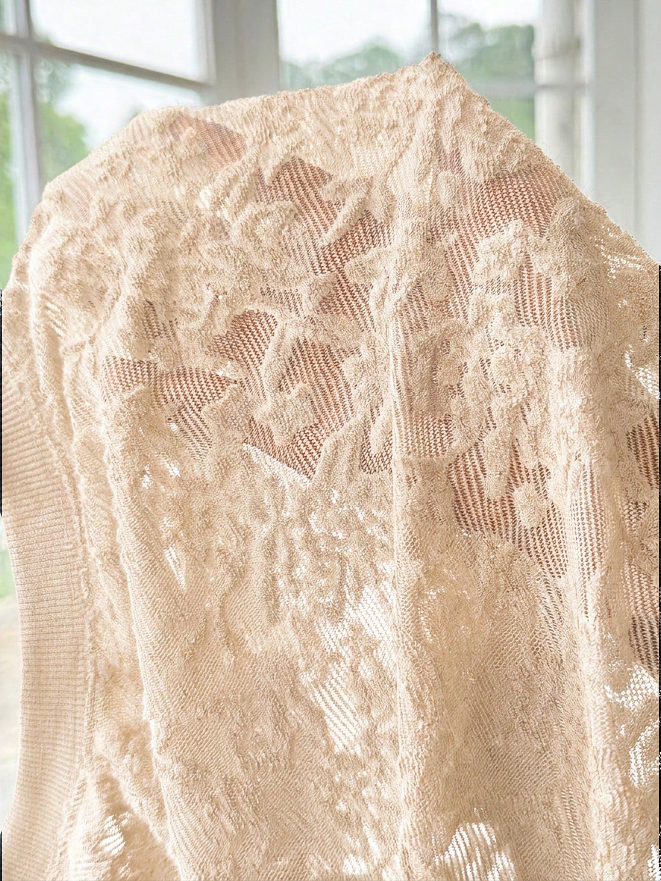 EZwear Plus Size Women's French Romantic Elegant Style Lace Sheer T-Shirt Wedding Evening Formal Birthday Peach Summer