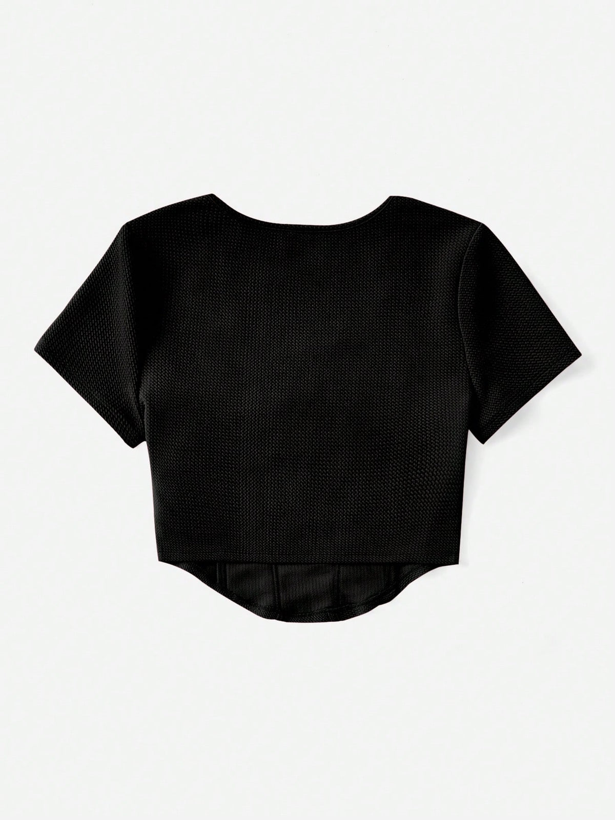 EZwear Square Neck Seam Detail Bandana Hem Tee
