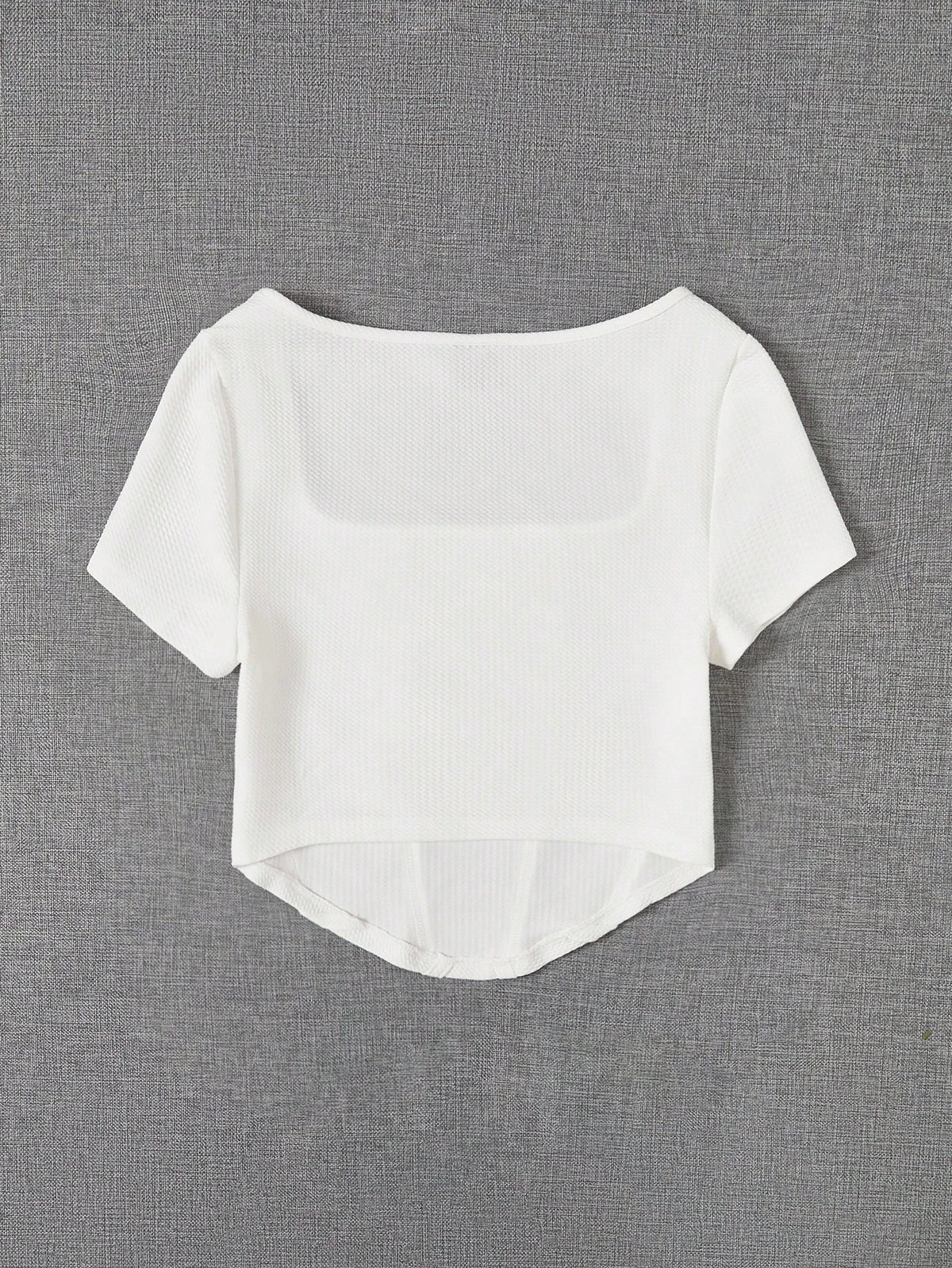 EZwear Square Neck Seam Detail Bandana Hem Tee