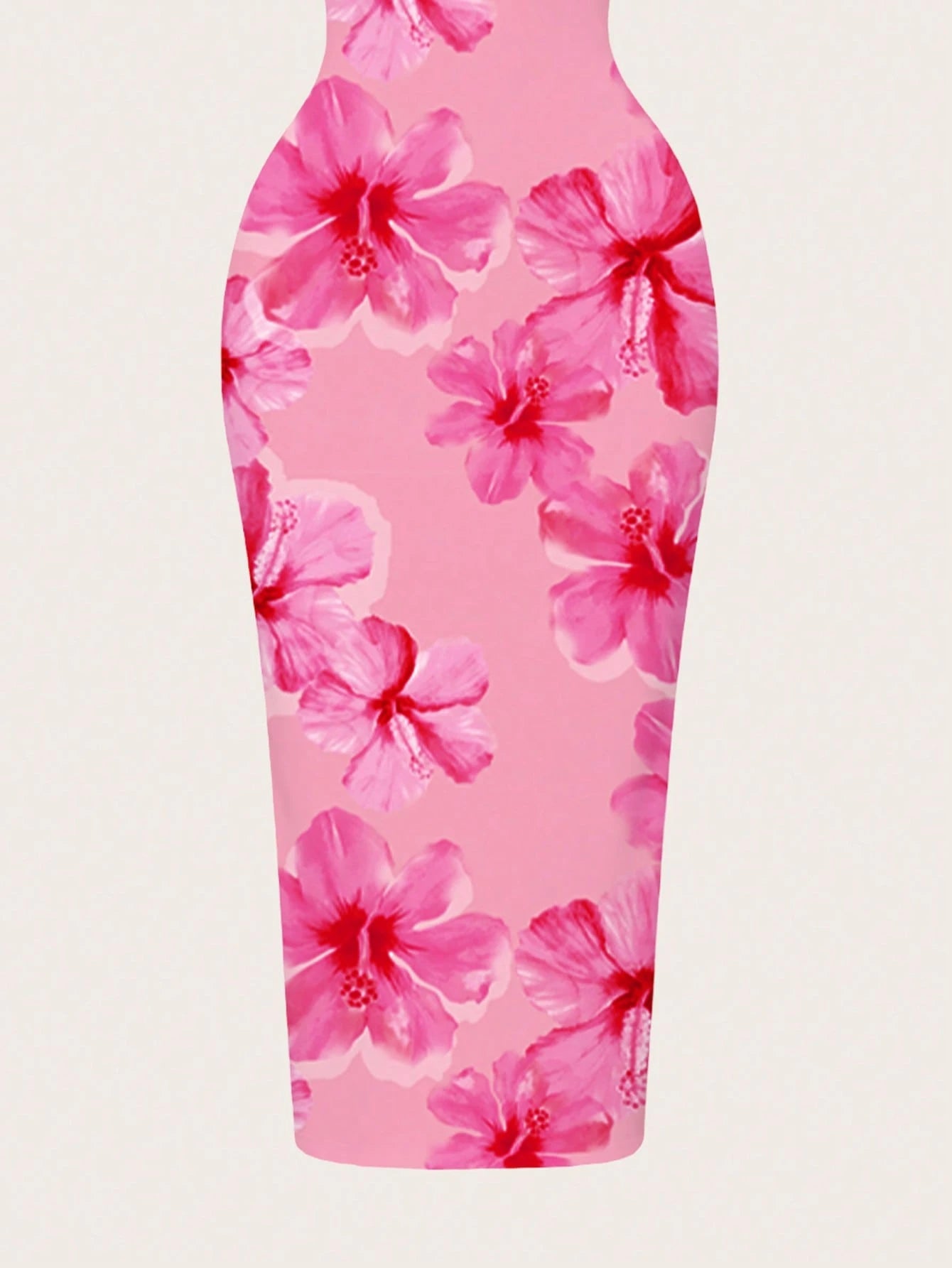 EZwear Tie Dye Pink Handpainted Floral Full-Print Bodycon Camisole Dress, Suitable For Summer, Vacation, Casual & Minimalist,Dresses For Women Summer