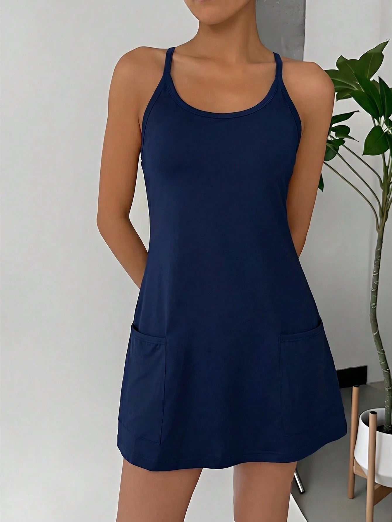 EZwear Women's Casual Solid Color Spaghetti Strap Dress,Summer Dresses For Women