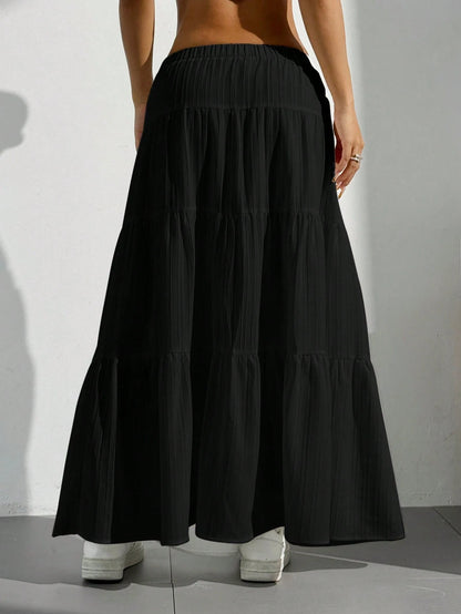 EZwear Women's Casual Solid Color Textured Hemline Skirt