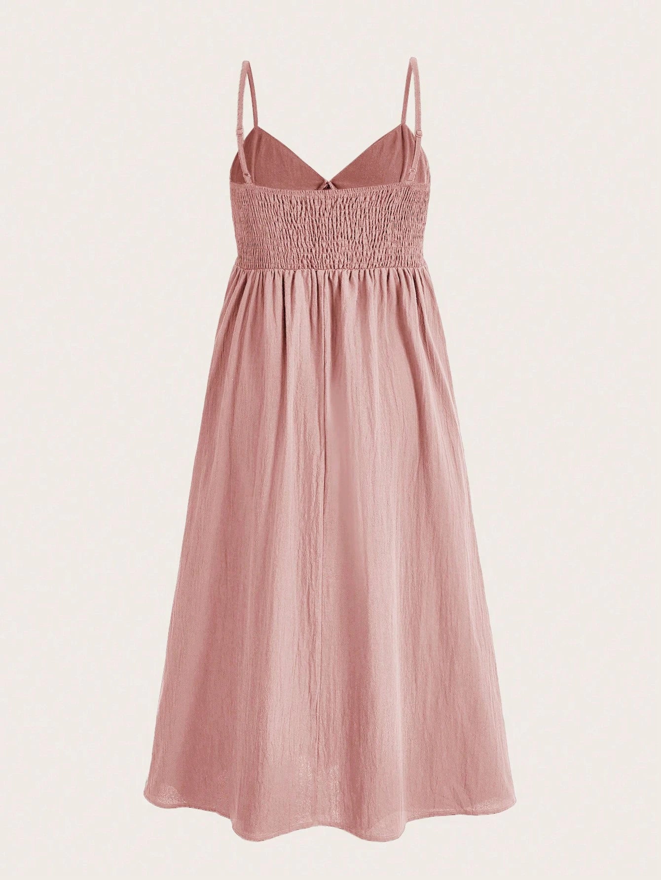 EZwear Women's Pink Woven Spaghetti Strap Vacation Dress,Pastel Dresses For Women
