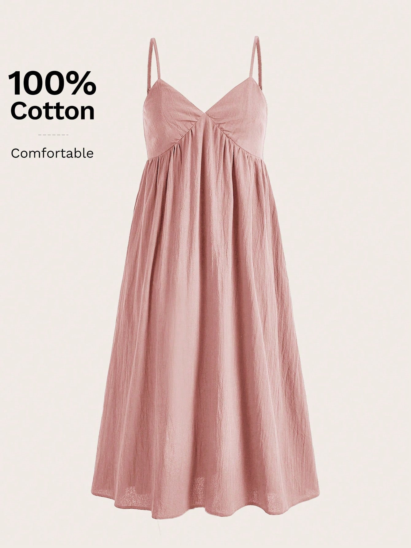 EZwear Women's Pink Woven Spaghetti Strap Vacation Dress,Pastel Dresses For Women
