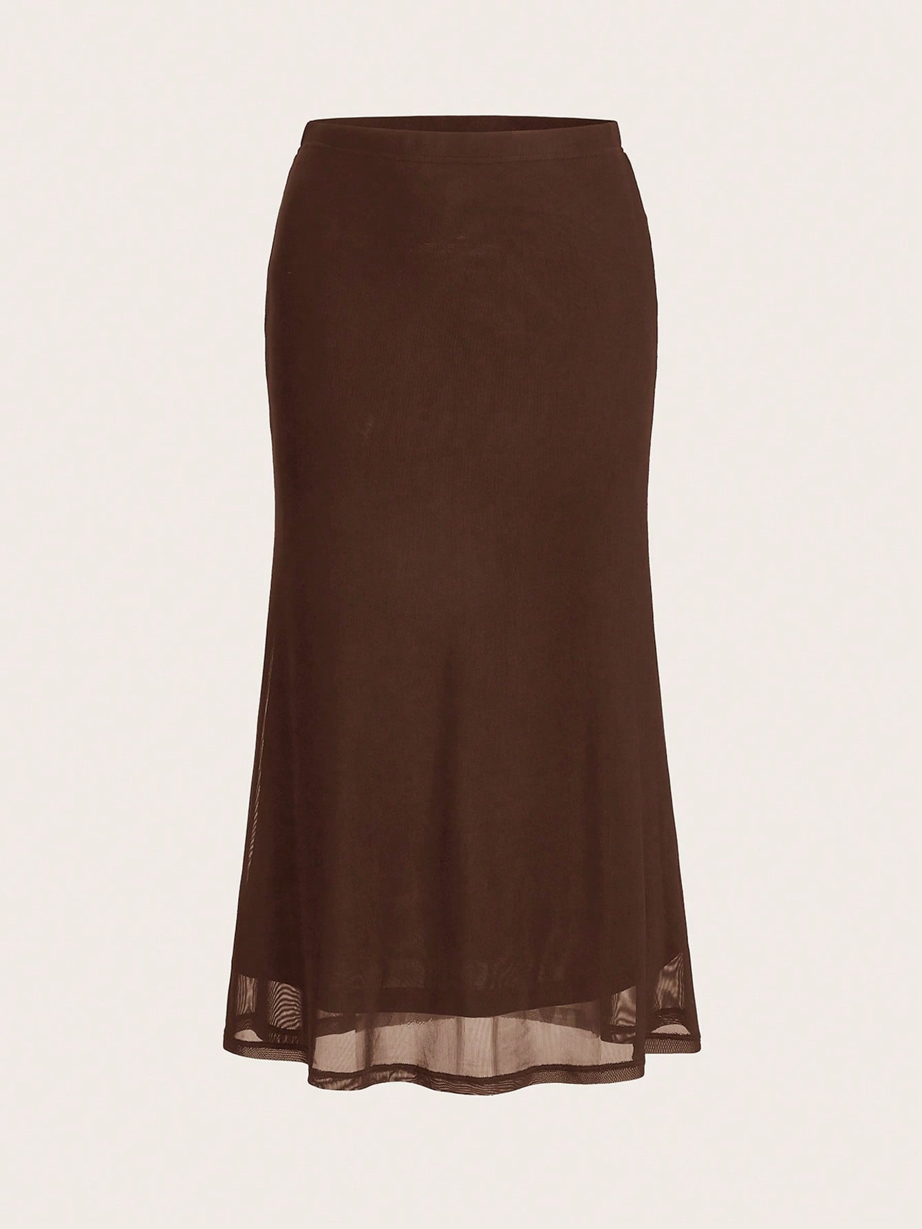 EZwear Women's Valentine's Day Heart Print Fish Tail Black Mesh Skirt Slip Skirt Curve Skirt Brown Skirt Sheer Skirt