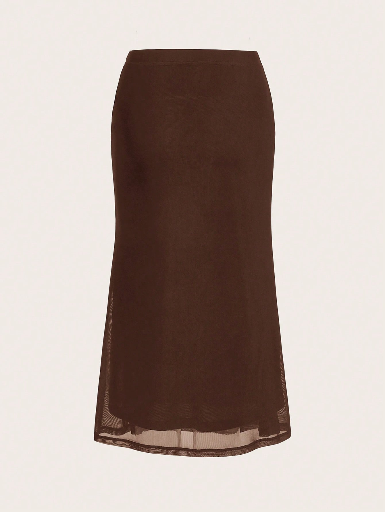 EZwear Women's Valentine's Day Heart Print Fish Tail Black Mesh Skirt Slip Skirt Curve Skirt Brown Skirt Sheer Skirt