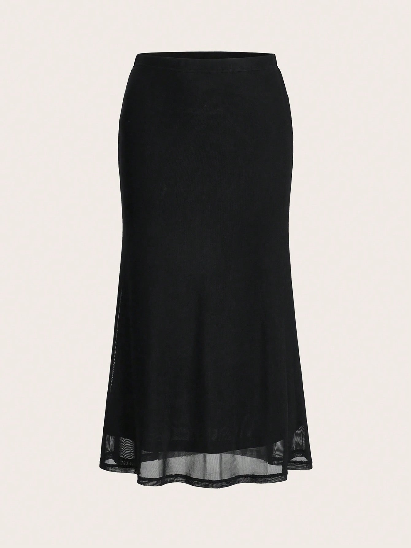 EZwear Women's Valentine's Day Heart Print Fish Tail Black Mesh Skirt Slip Skirt Curve Skirt Brown Skirt Sheer Skirt