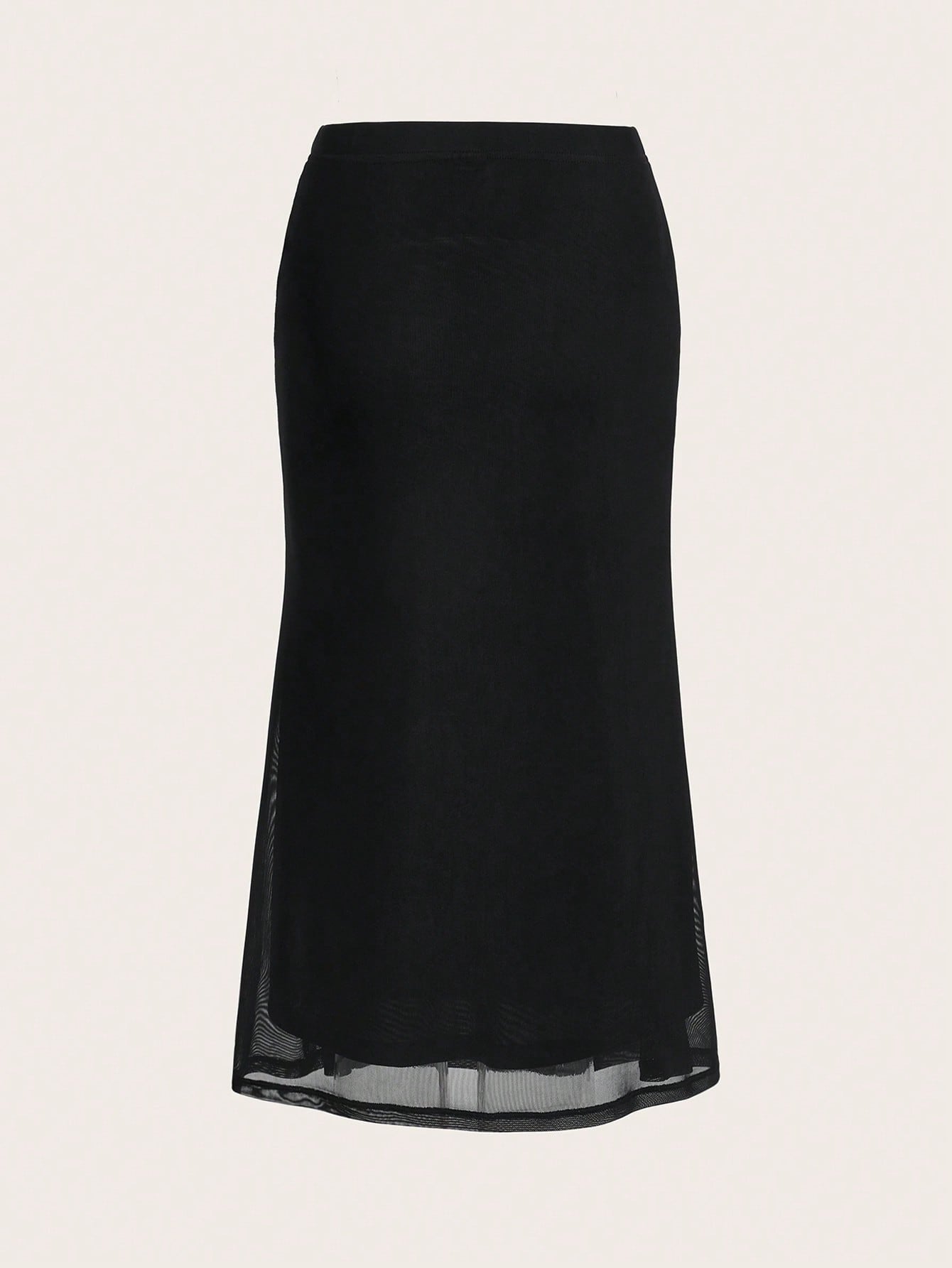 EZwear Women's Valentine's Day Heart Print Fish Tail Black Mesh Skirt Slip Skirt Curve Skirt Brown Skirt Sheer Skirt