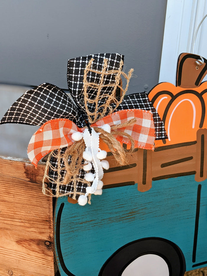 Farm Fresh Pumpkins Truck Blue Door Hanger