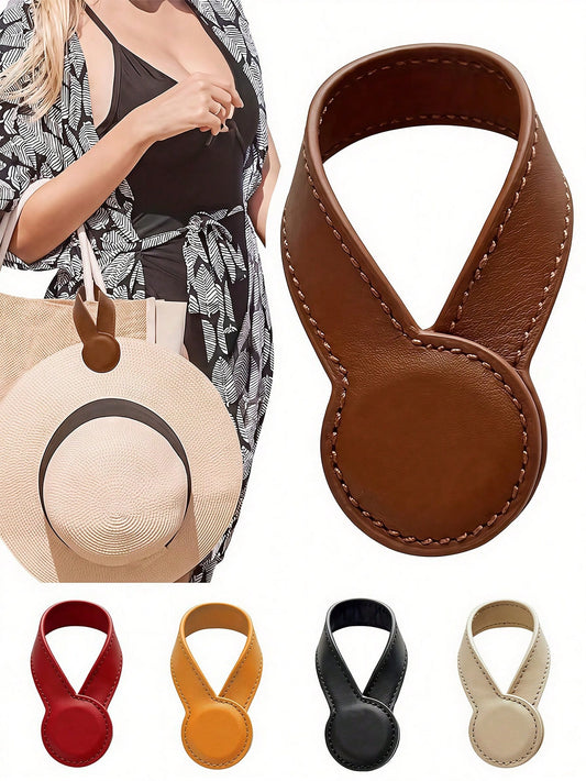 Fashion Travel Hat Clip, Portable PU Leather Hat Clip, Unisex Magnetic Artificial Leather Hat Clip, Suitable For Handbags, Backpacks, Tote Bags, Suitcases, Essential For Vacation Travel, Multi-Functio