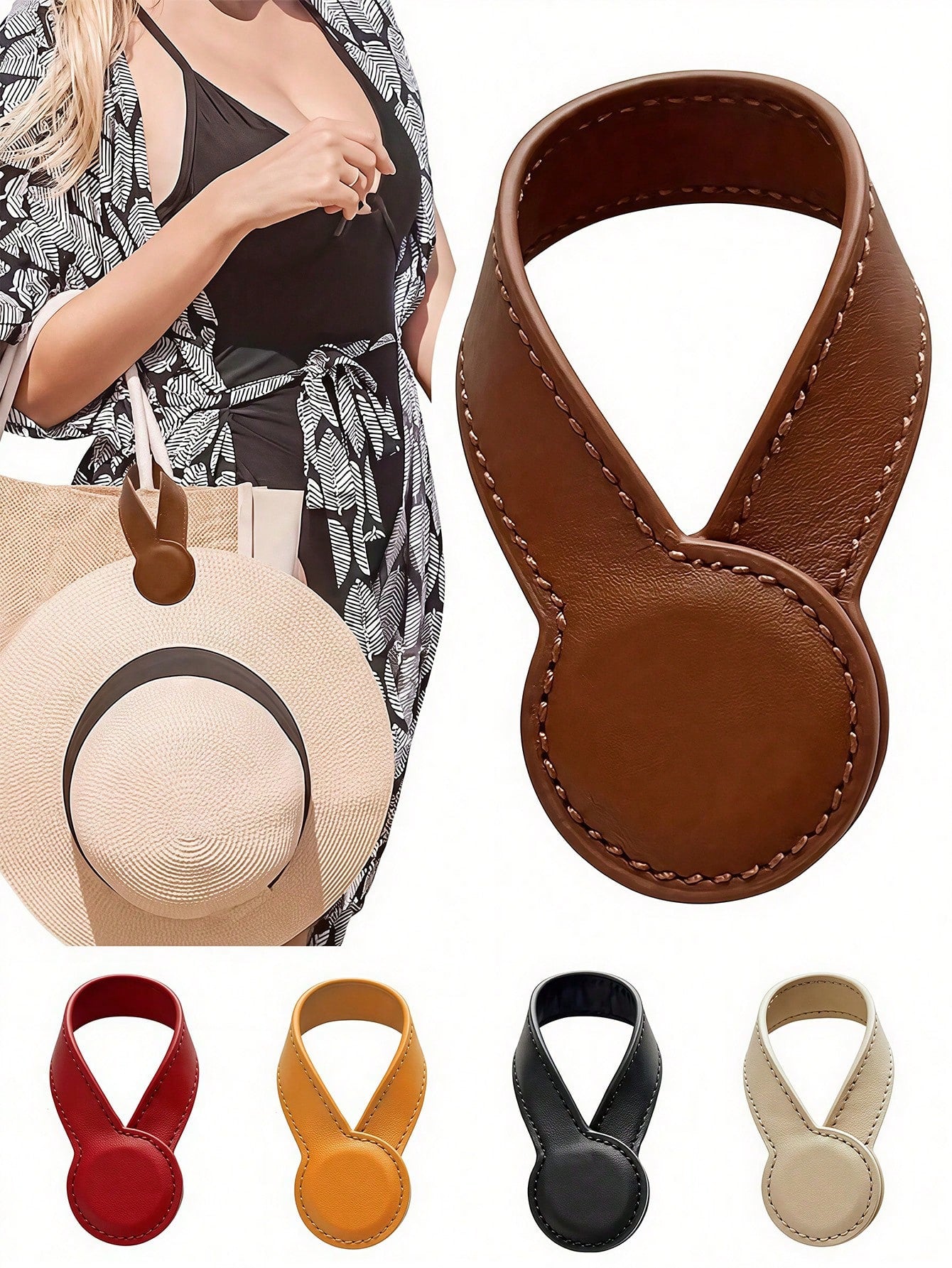 Fashion Travel Hat Clip, Portable PU Leather Hat Clip, Unisex Magnetic Artificial Leather Hat Clip, Suitable For Handbags, Backpacks, Tote Bags, Suitcases, Essential For Vacation Travel, Multi-Functio