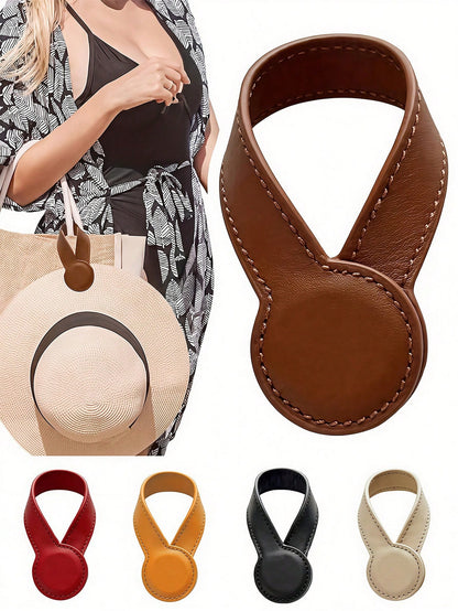 Fashion Travel Hat Clip, Portable PU Leather Hat Clip, Unisex Magnetic Artificial Leather Hat Clip, Suitable For Handbags, Backpacks, Tote Bags, Suitcases, Essential For Vacation Travel, Multi-Functio