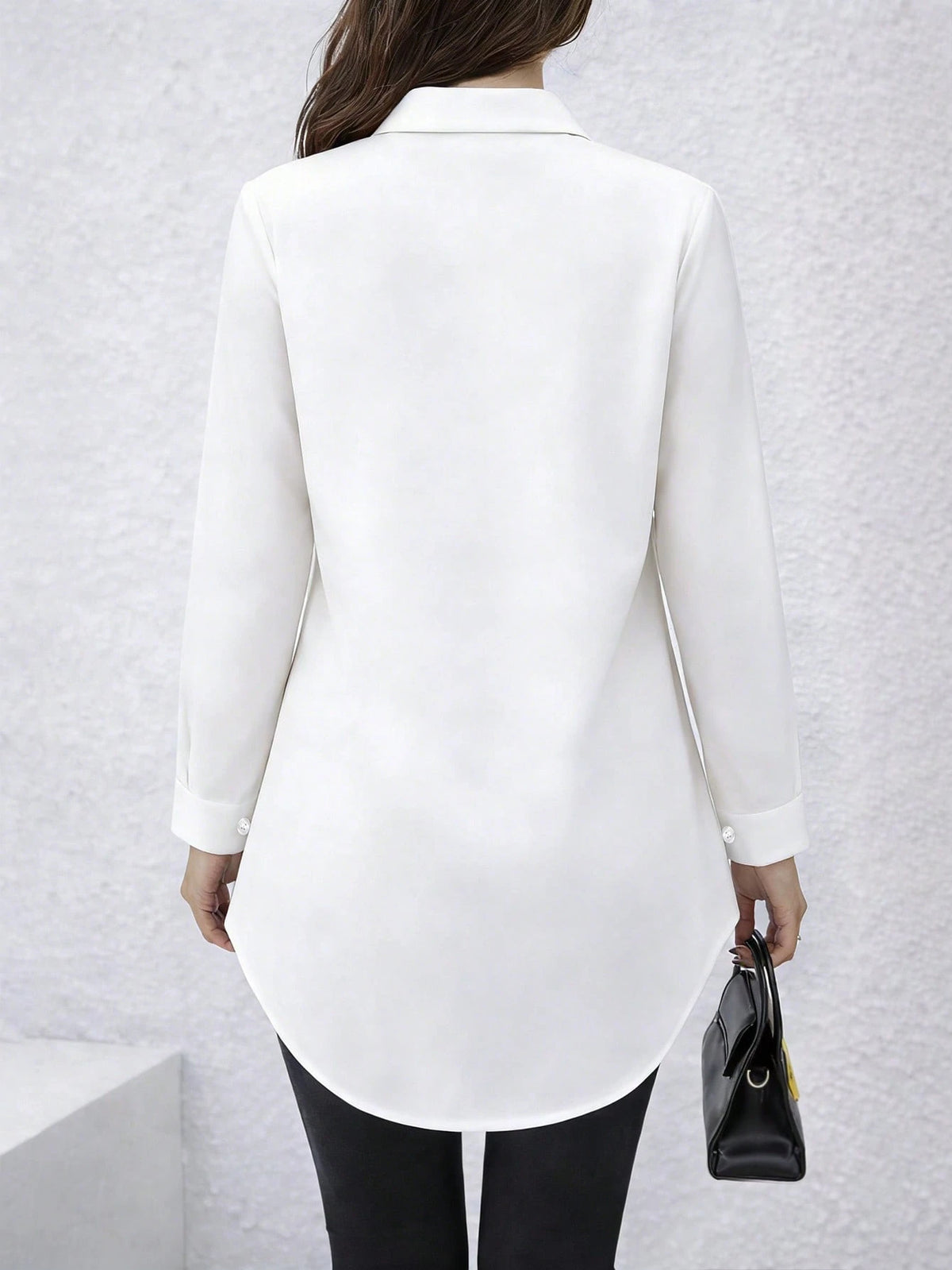 Fashion Women's Clothing New Arrival All Seasons Casual Comfortable Mid-Length Button-Up Shirt Black