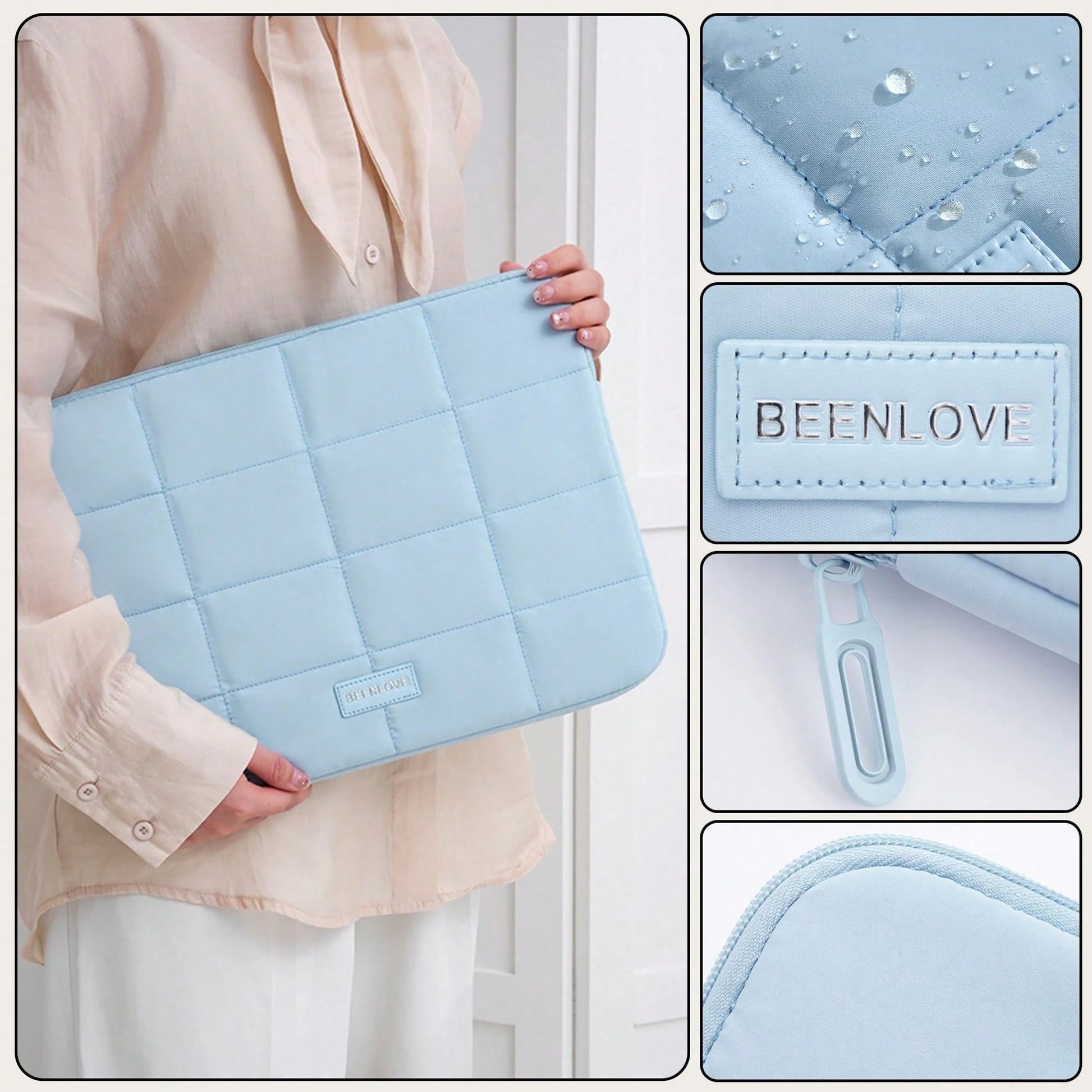 Fashionable Fluffy Quilted Laptop Sleeve, Fits 13/14/15.6 Inch Laptops, Soft Cotton Padded Tablet/Laptop Bag, Compatible With MacBook Pro/Air, Shockproof Laptop Sleeve With Zipper, Lightweight Unisex