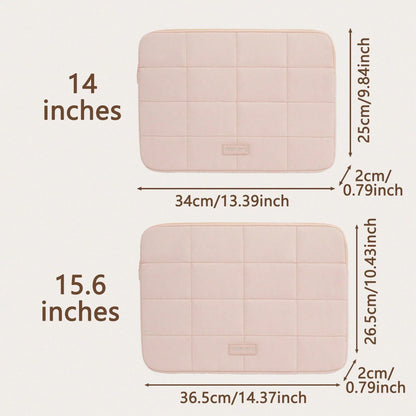 Fashionable Fluffy Quilted Laptop Sleeve, Fits 13/14/15.6 Inch Laptops, Soft Cotton Padded Tablet/Laptop Bag, Compatible With MacBook Pro/Air, Shockproof Laptop Sleeve With Zipper, Lightweight Unisex