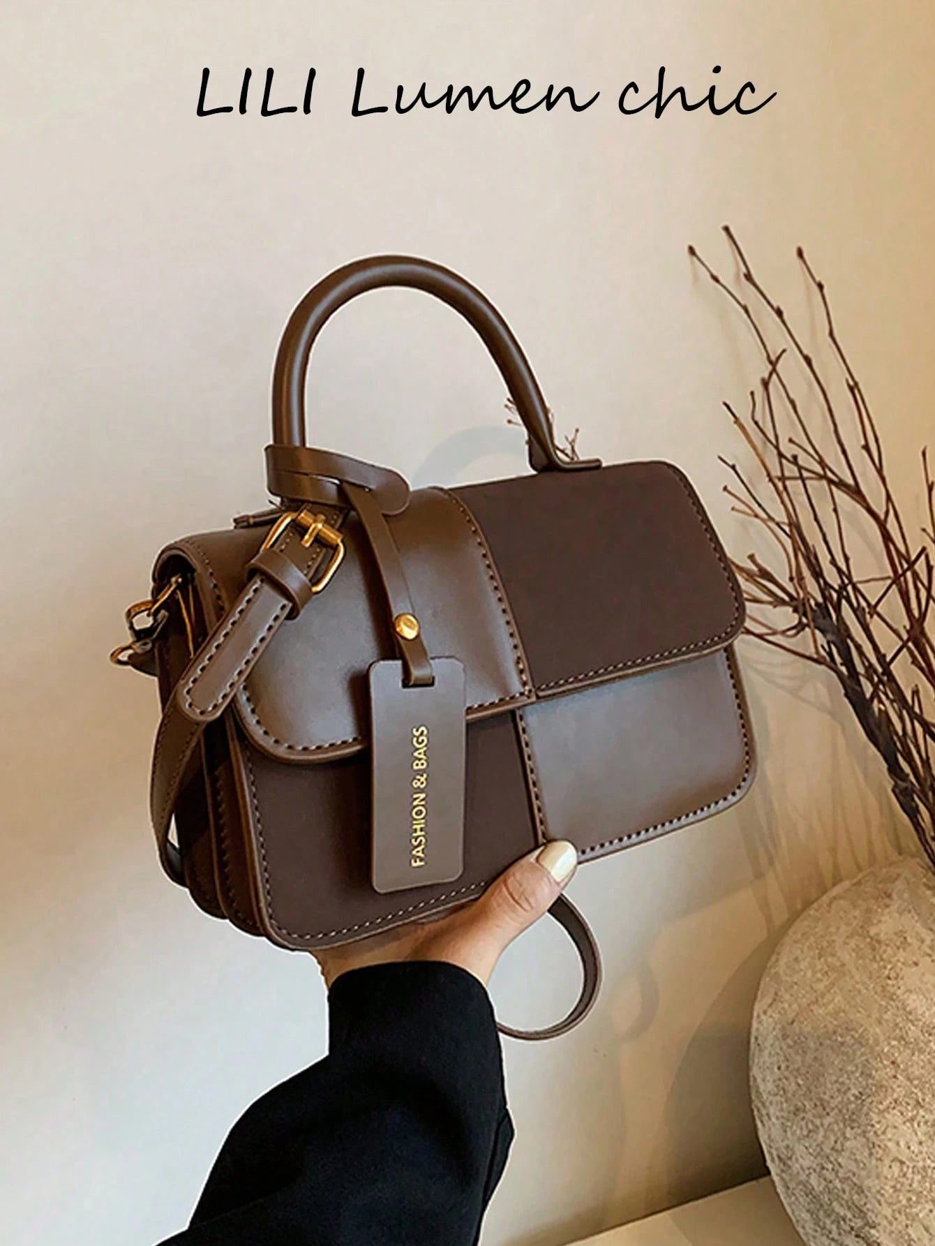 Fashionable Handbag, Premium PU Material, Buckle Decoration, Detachable Shoulder Strap, Compact Storage, Elegant Accessory Suitable For Work, Travel And Weekend Outfits