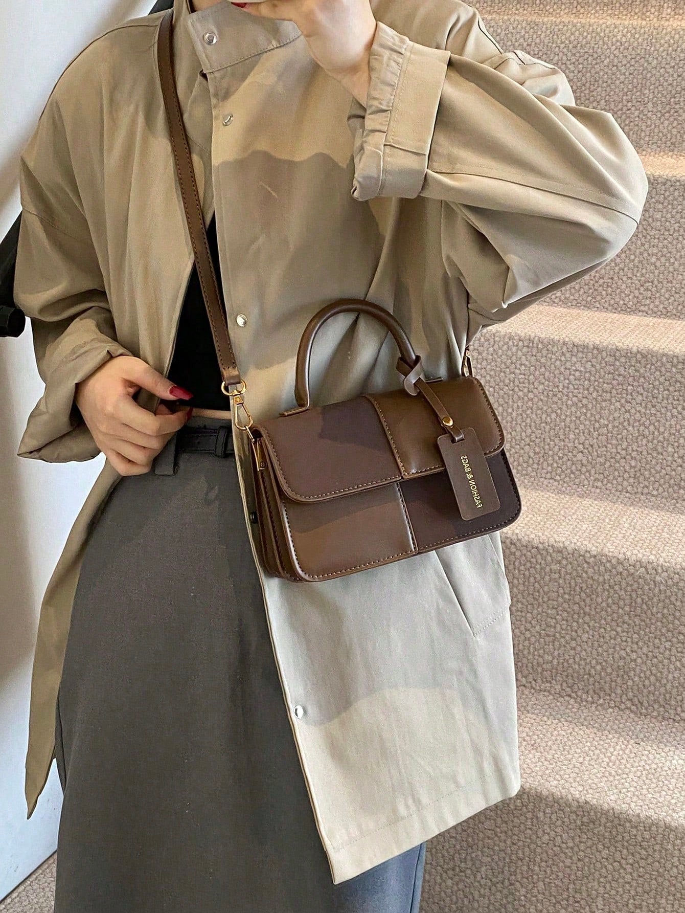 Fashionable Handbag, Premium PU Material, Buckle Decoration, Detachable Shoulder Strap, Compact Storage, Elegant Accessory Suitable For Work, Travel And Weekend Outfits