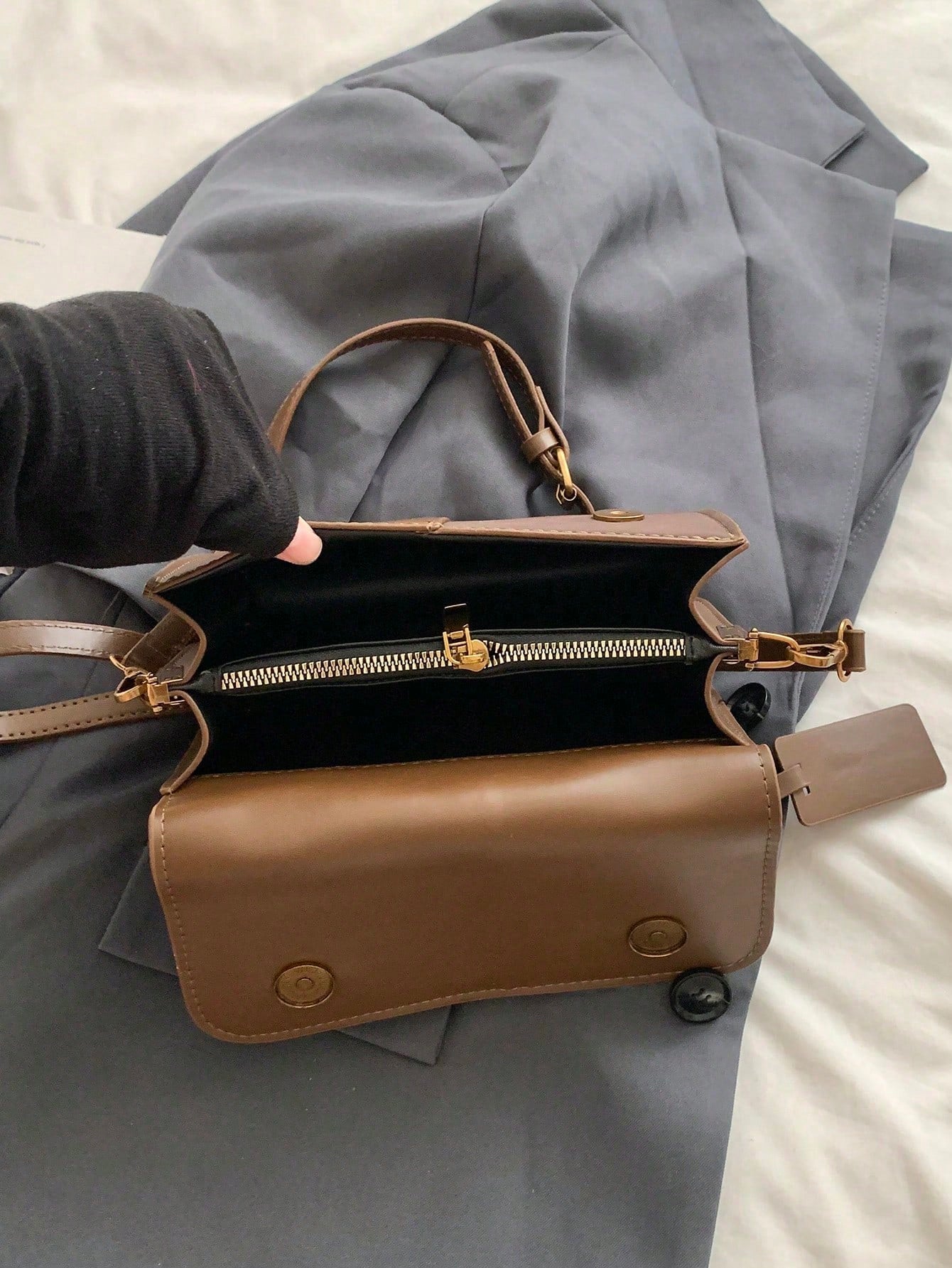 Fashionable Handbag, Premium PU Material, Buckle Decoration, Detachable Shoulder Strap, Compact Storage, Elegant Accessory Suitable For Work, Travel And Weekend Outfits
